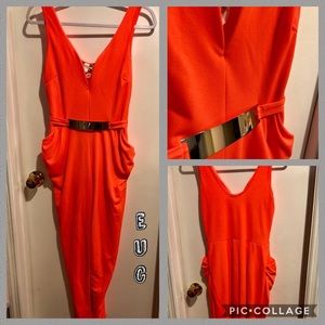 EUC Neon Jumper w/Gold Faux Belt